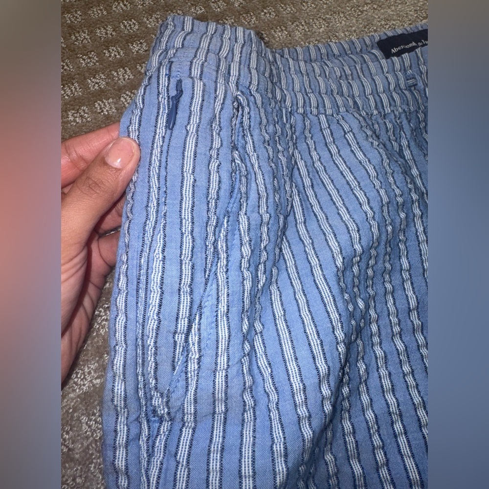 Abercrombie & Fitch Blue Striped Pull-On Shorts 6” Cotton Size L NWT - Picture 3 of 4